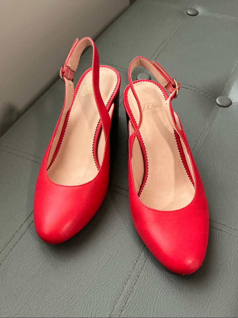 J. Crew Red Slingback Pointed-Toe Heels
